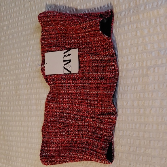 NWT Zara Tweed Bandeau/Crop Top - Picture 1 of 10